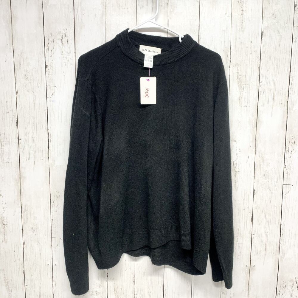 Vintage C.D. Daniels Sweater Women 2X Black Acrylic Knit Pullover Long Sleeve